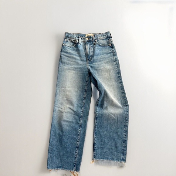 Madewell Denim - Madewell The Perfect Vintage Wide-Leg Crop Jean Raw Hem Altoona Wash size 25